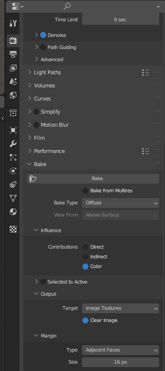 Blender Bake Settings